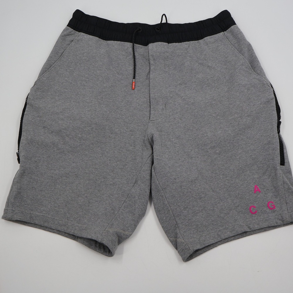 Nike ACG Tech Fleece Shorts Mens L Grey Black Pink Zippers 880963-091